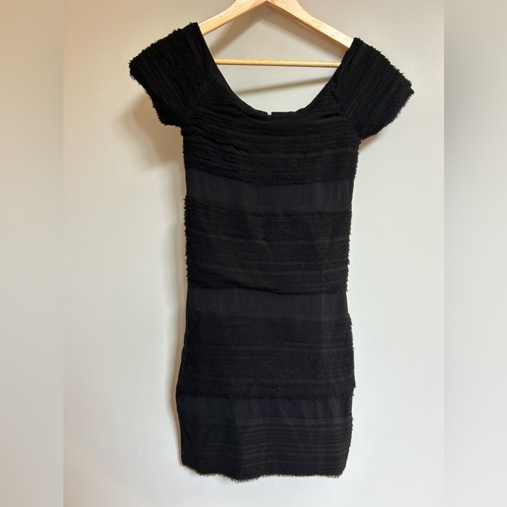 Rag & Bone Silk Raw Hem Layered Black Dress mini x small strechy - Picture 7 of 11
